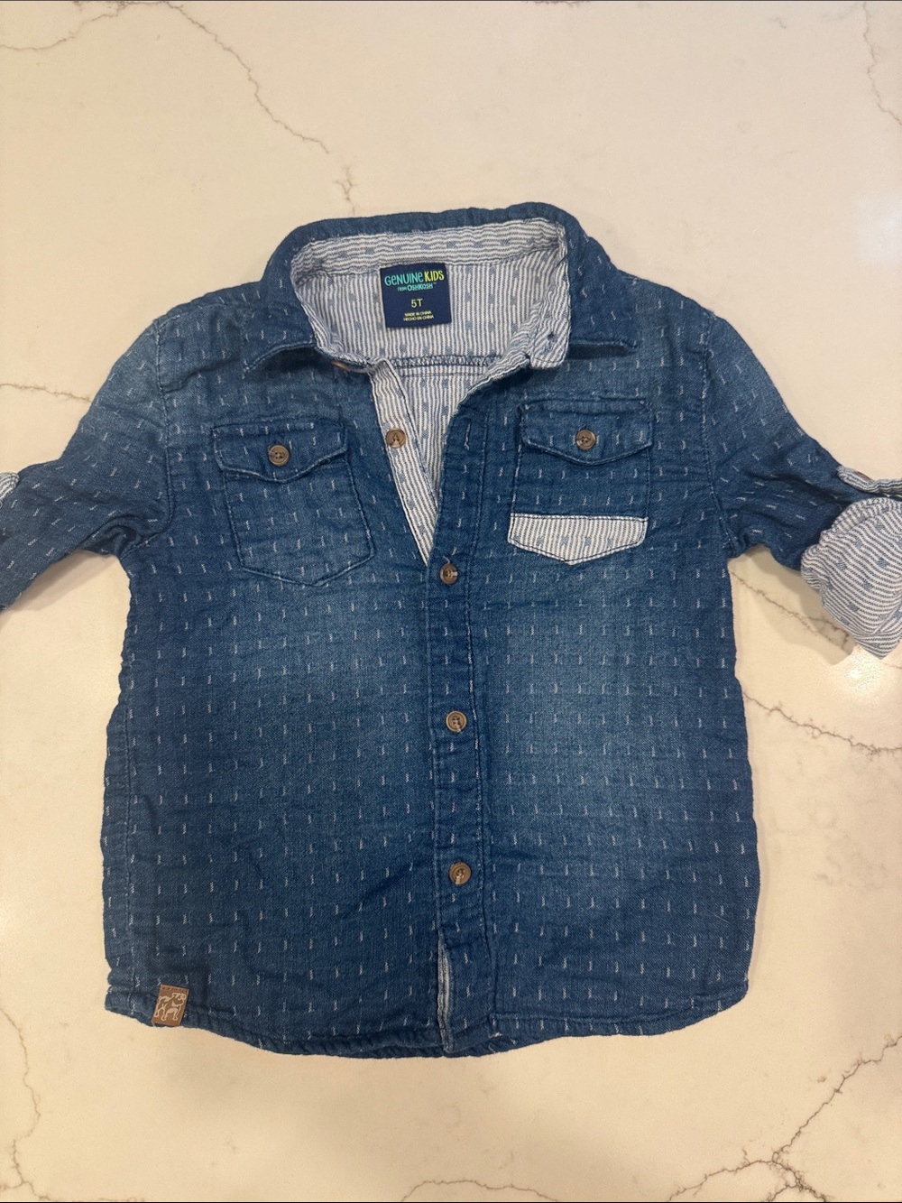 OshKosh B'gosh Indigo Blue Textured Button-Down Shirt